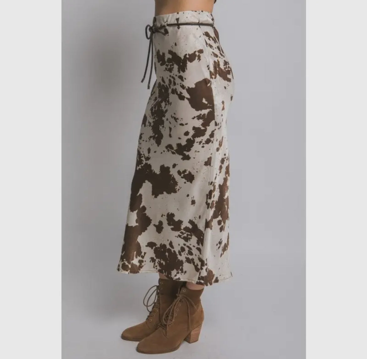 Cow print midi skirt (Available for pre-order. Ships [oct 14].