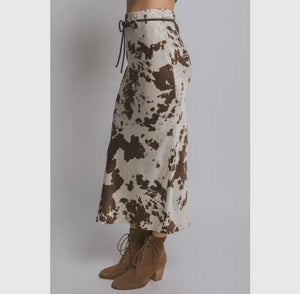 Cow print midi skirt (Available for pre-order. Ships [oct 14].