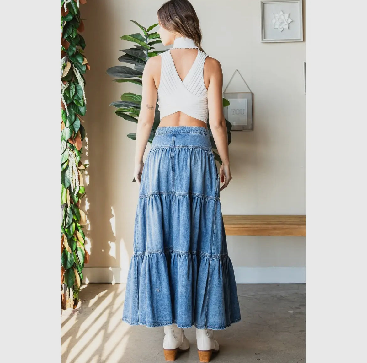 Denim 3 tiered skirt