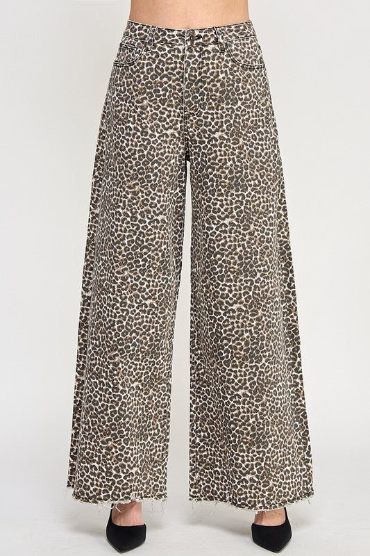 Leopard wide leg jeans