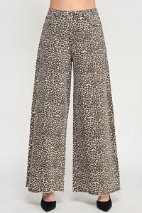 Leopard wide leg jeans
