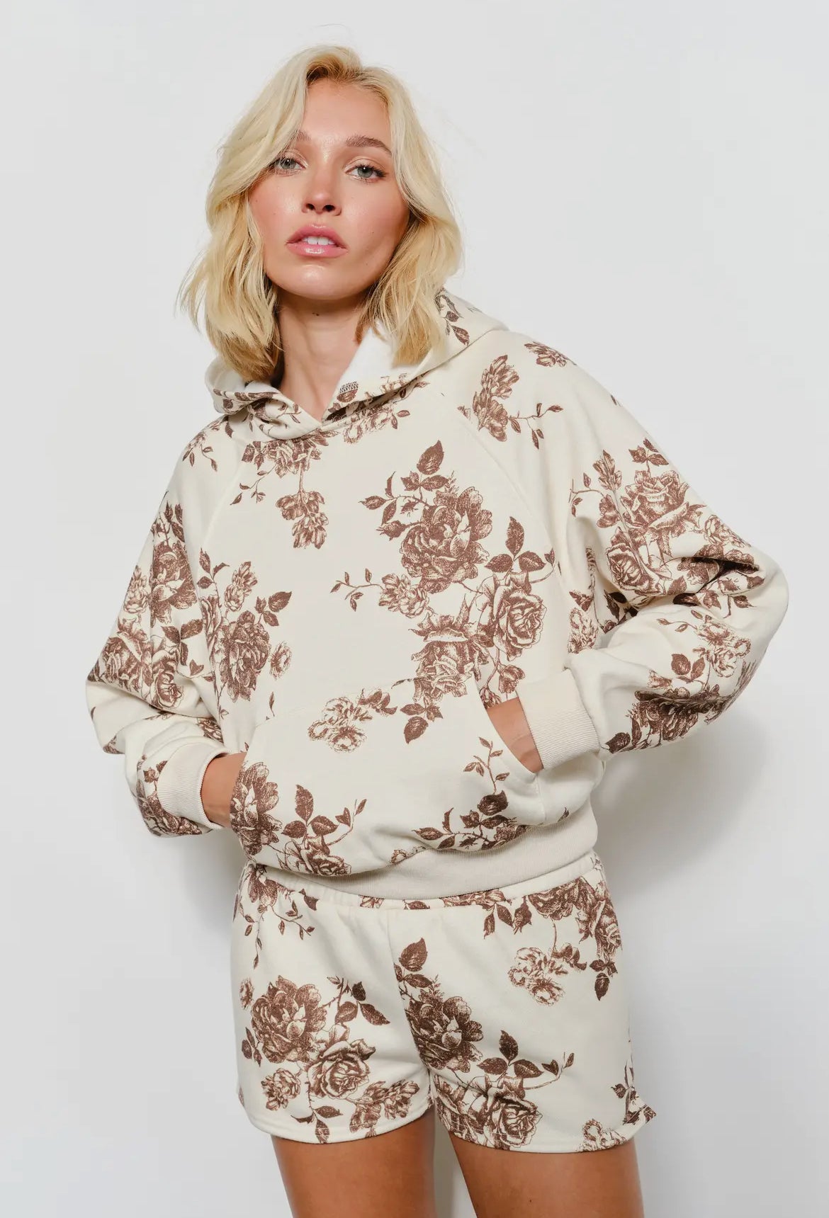 Raglan Floral Sweatshirt & Shorts Set