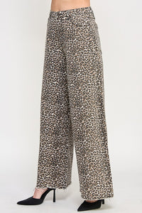 Leopard wide leg jeans