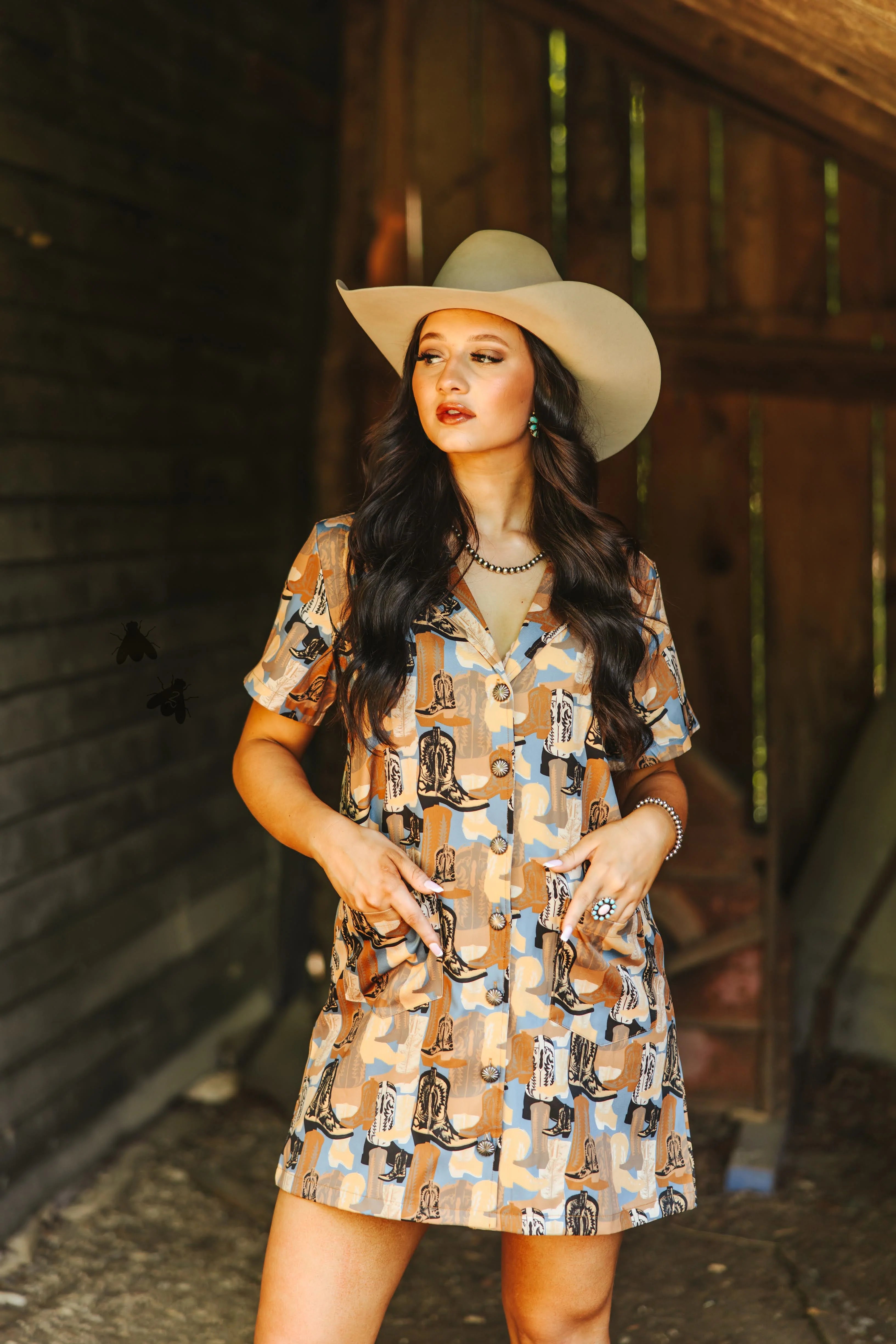 Western Boots Shirt Dress