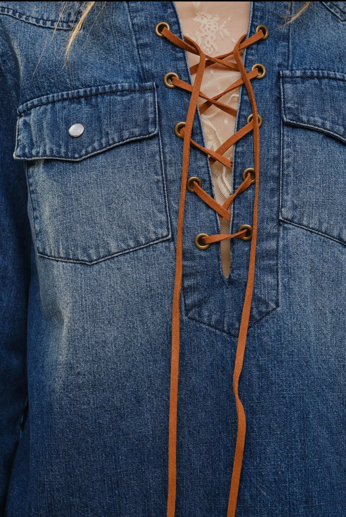 Denim Lace-Up Shirt