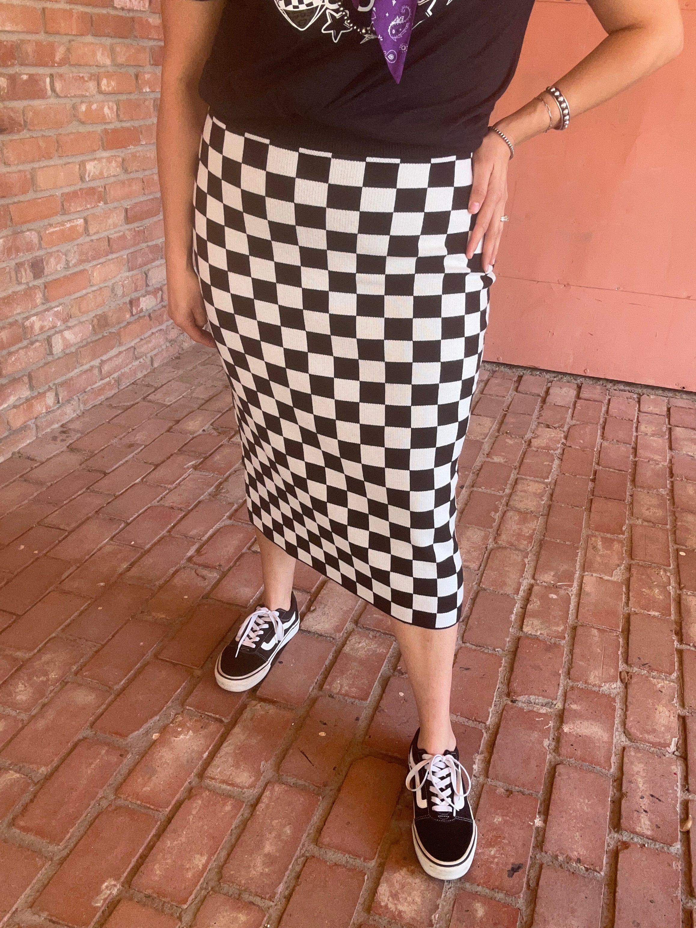 Checkered print skirt