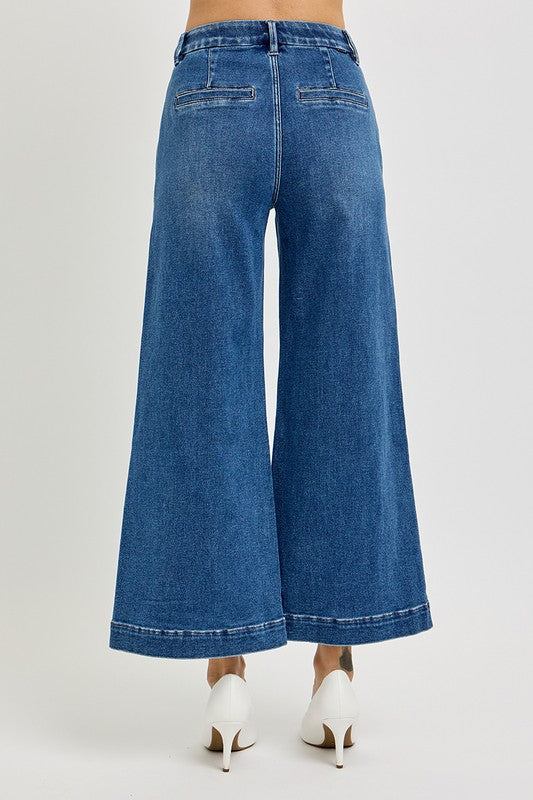 * RESTOCKED TUMMY CONTROL ELASTIC BAND HIGH RISE CROP
WIDE JEANS