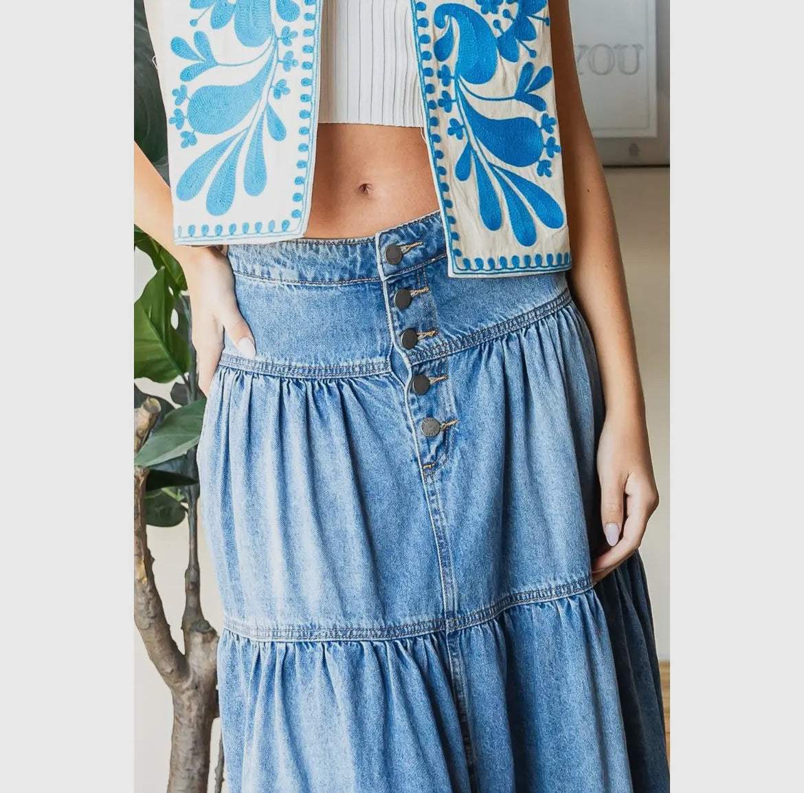 Denim 3 tiered skirt