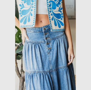 Denim 3 tiered skirt