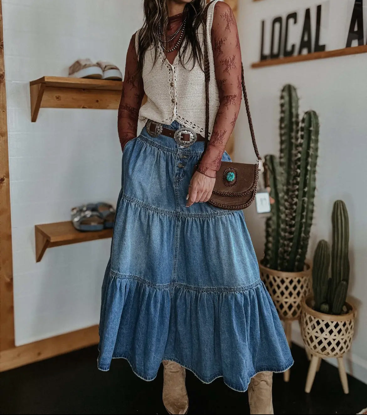 Denim 3 tiered skirt