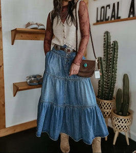 Denim 3 tiered skirt