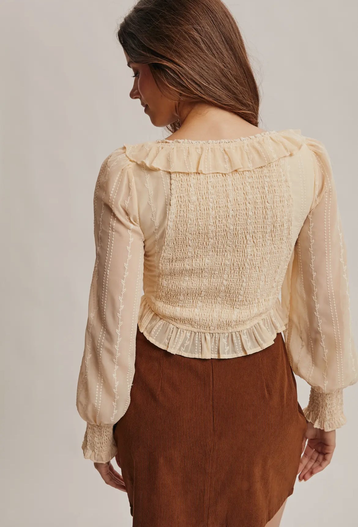 Ruffle Lace-Up Blouse