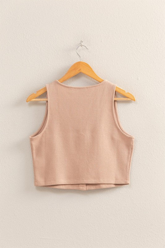 Button Down Sleeveless Vest *taupe