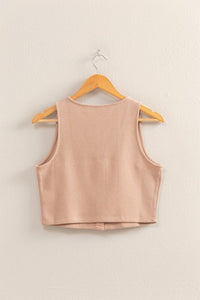 Button Down Sleeveless Vest *taupe