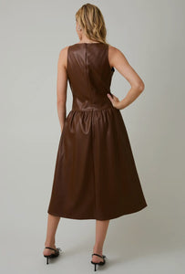 Faux Leather Midi Dress