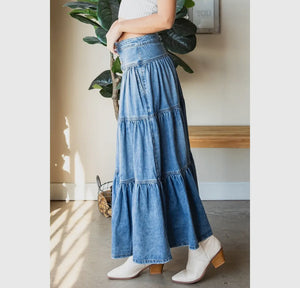 Denim 3 tiered skirt