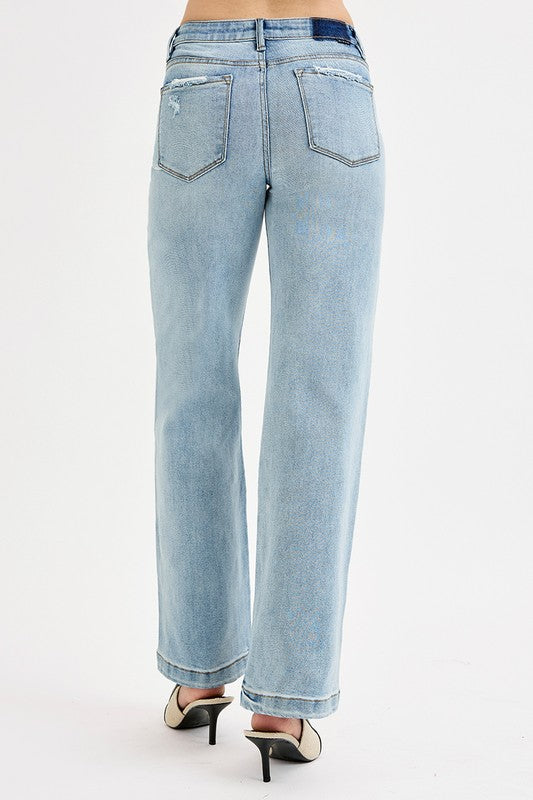 Elastic band wide leg jean