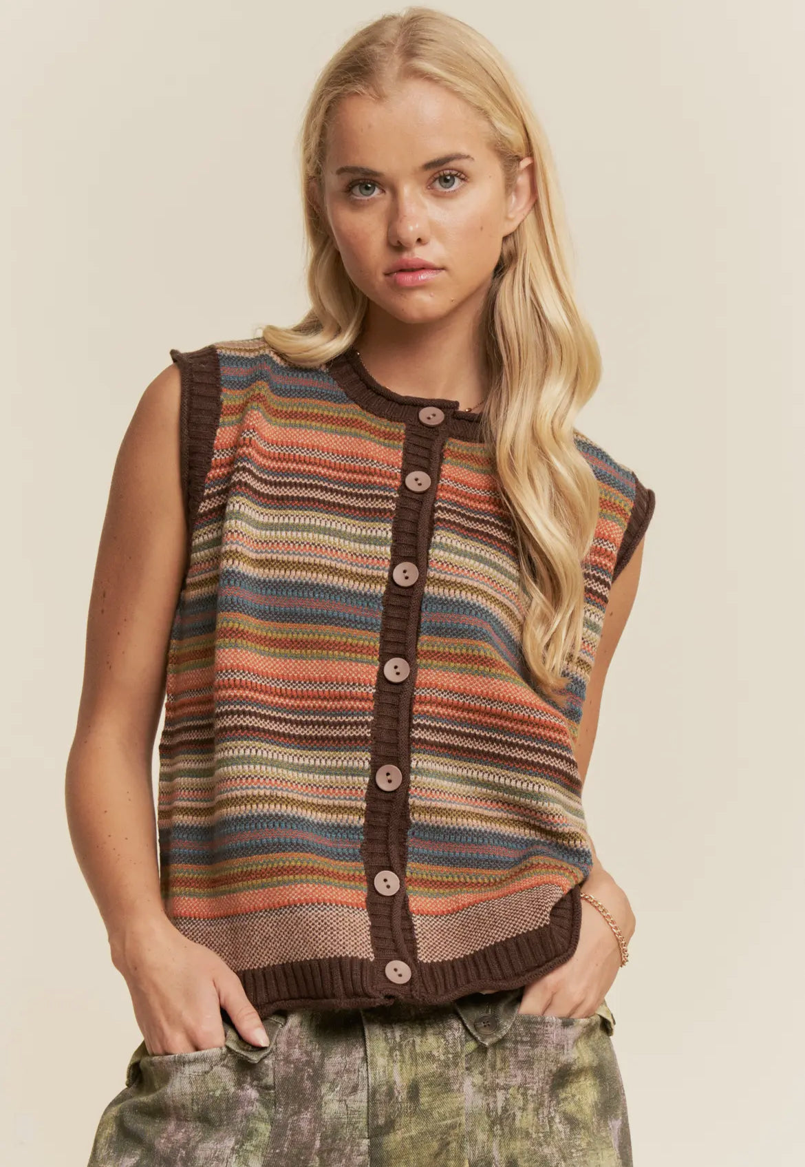 Striped Knit Vest