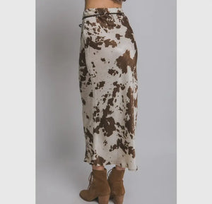 Cow print midi skirt (Available for pre-order. Ships [oct 14].