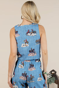 Western print vest top