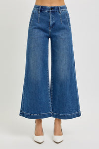 * RESTOCKED TUMMY CONTROL ELASTIC BAND HIGH RISE CROP
WIDE JEANS