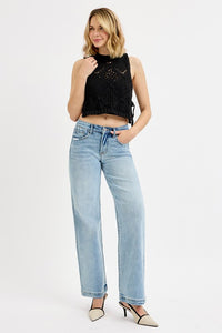 Elastic band wide leg jean