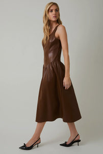 Faux Leather Midi Dress