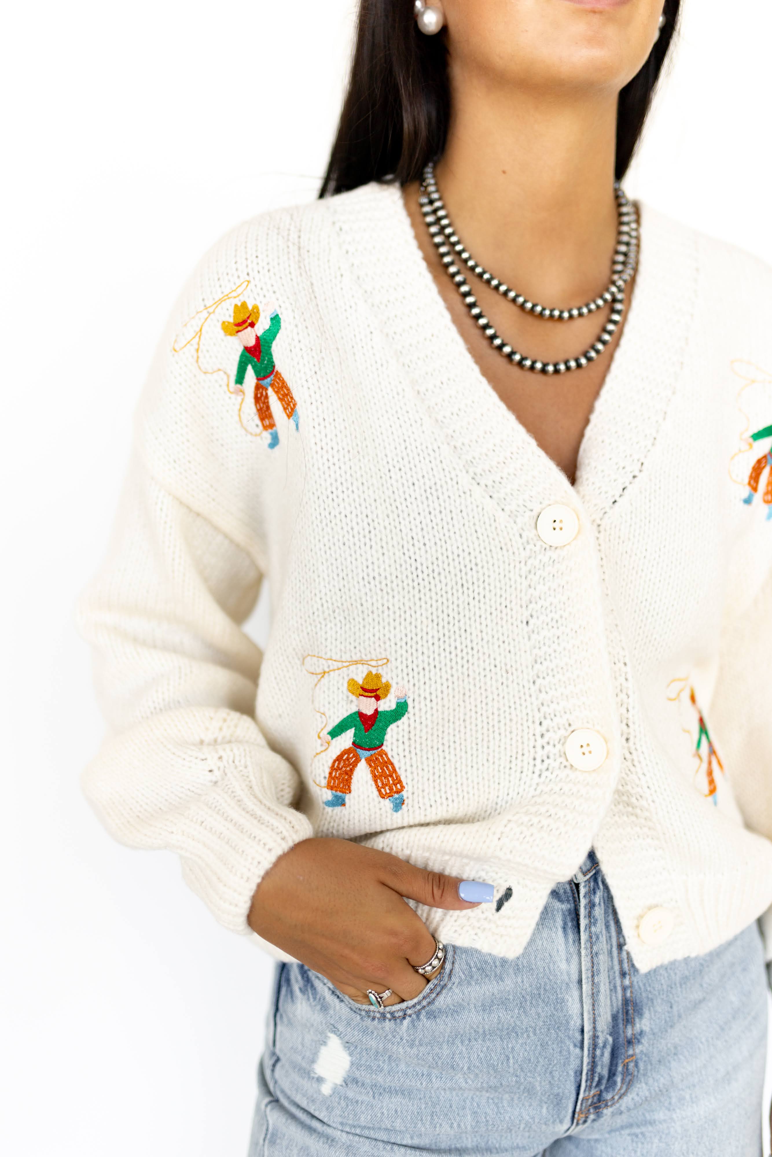 Roping Cowboy Cardi