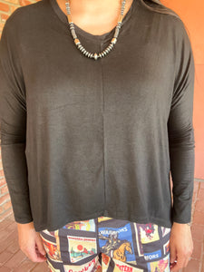 Black Knit Dolman Top
