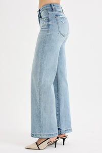 Elastic band wide leg jean