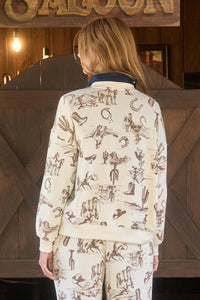 Western crew neck sweater