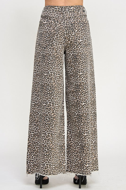Leopard wide leg jeans