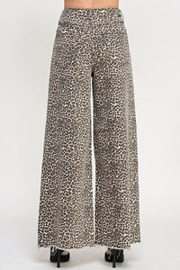 Leopard wide leg jeans