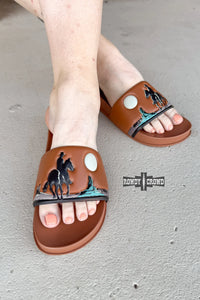Brown Saddle Bum Slides
