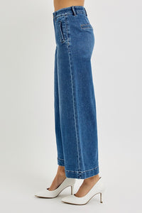 * RESTOCKED TUMMY CONTROL ELASTIC BAND HIGH RISE CROP
WIDE JEANS
