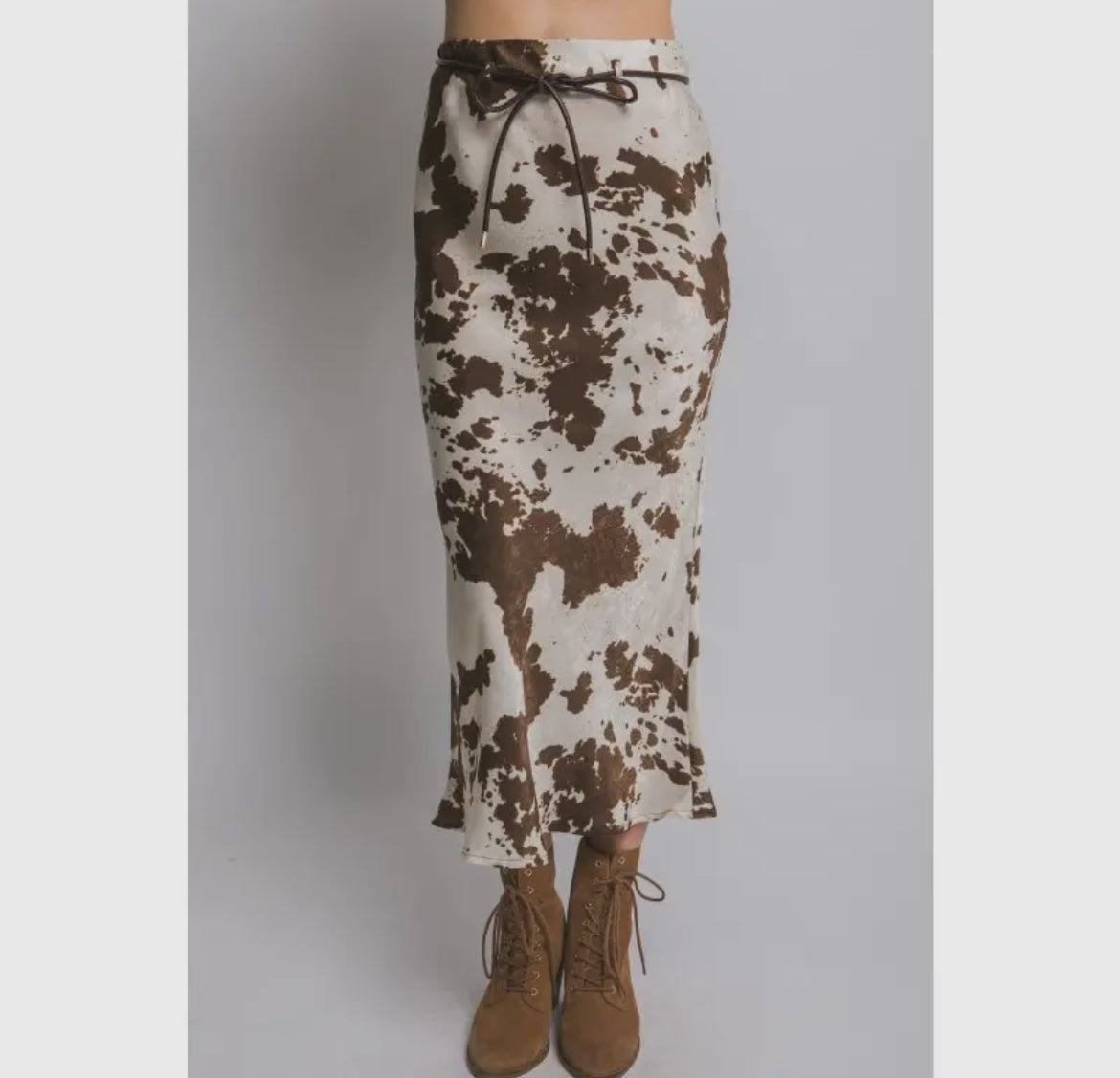 Cow print midi skirt (Available for pre-order. Ships [oct 14].