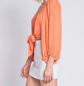 Coral Front Knot Top