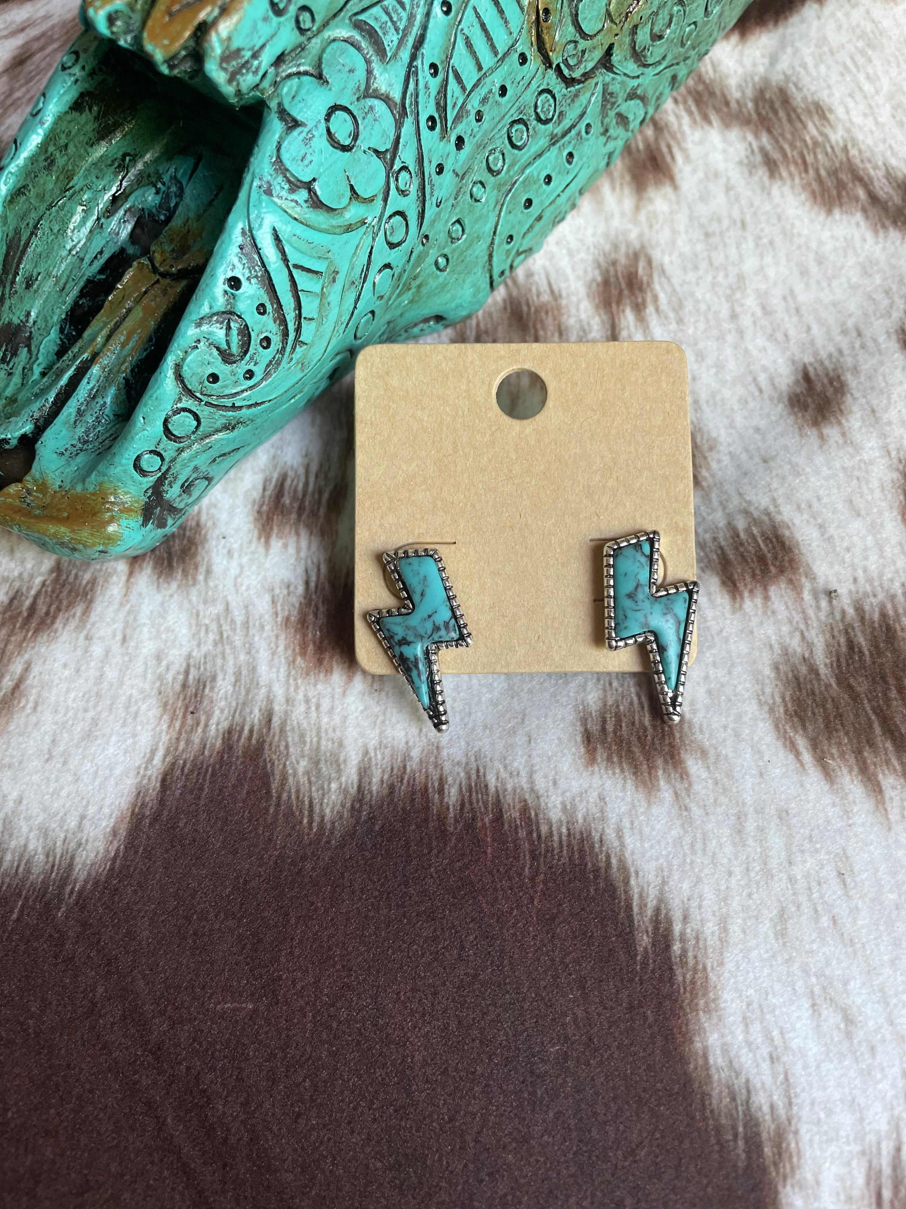 Lighting Bolt Turquoise Earrings
