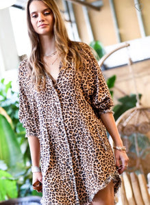 Leopard shirt dress