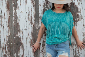 Turquoise Fringe Top