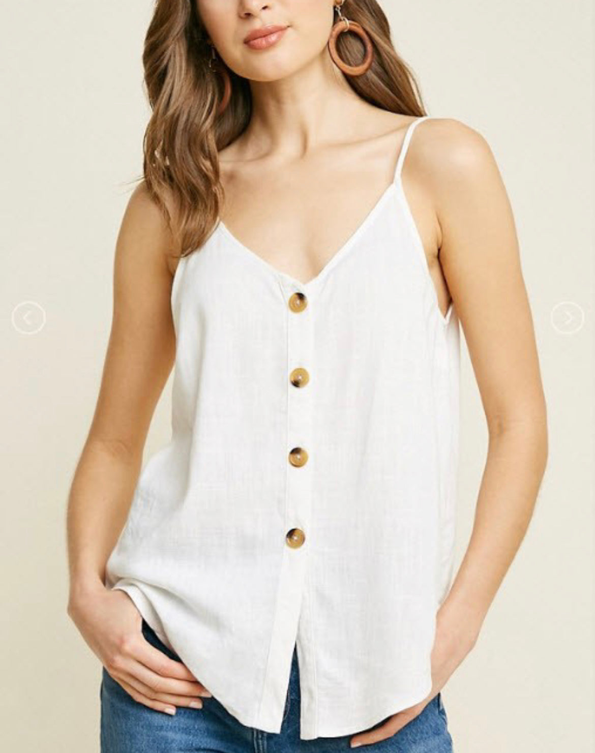 Linen sleeveless button-down tank