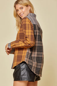 Contrast Flannel Shirt Top