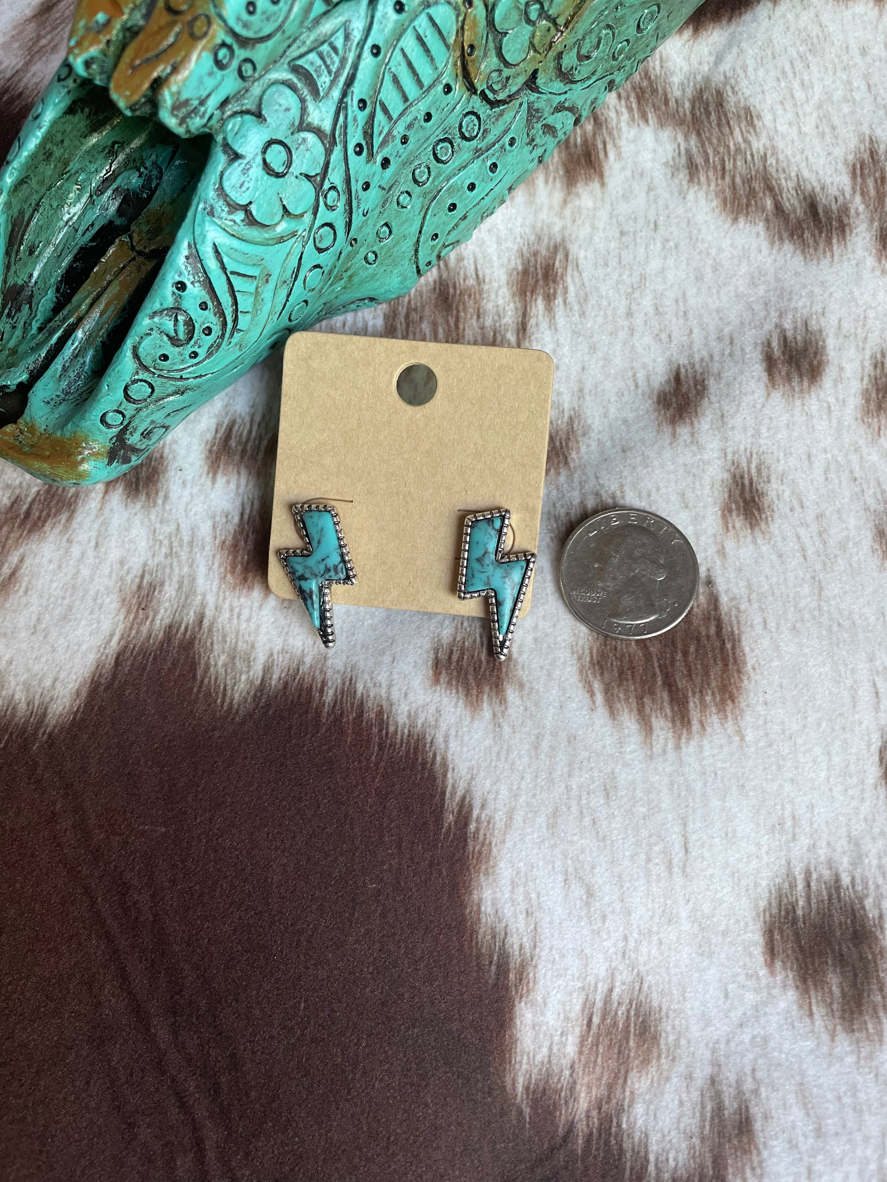 Lighting Bolt Turquoise Earrings