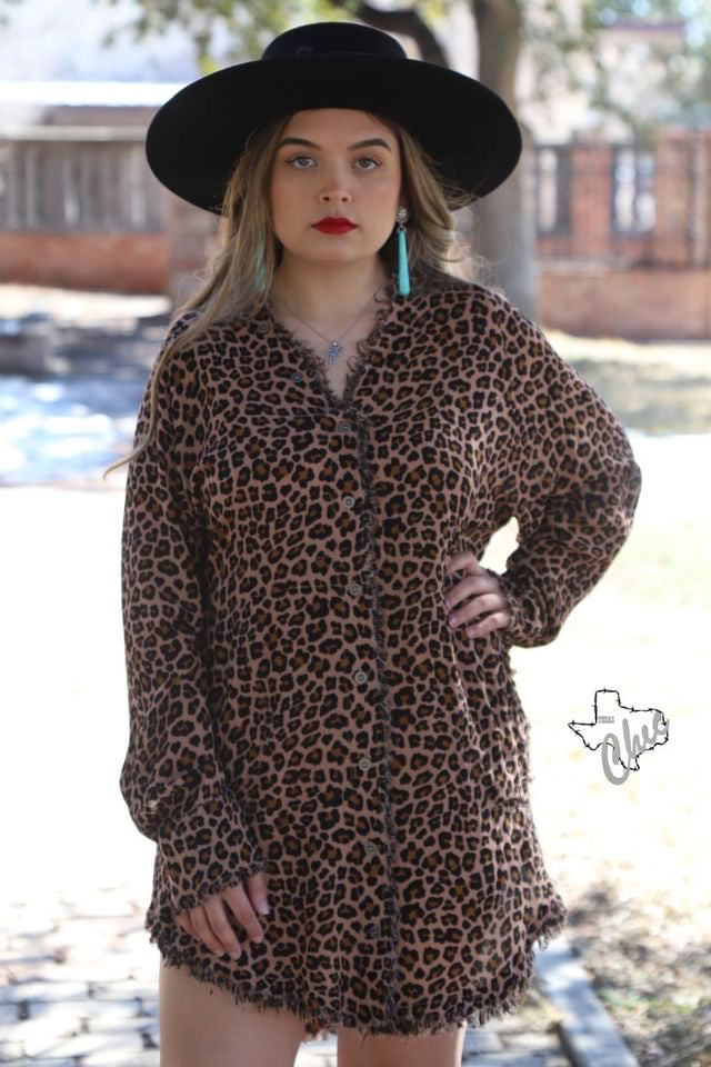 Leopard shirt dress
