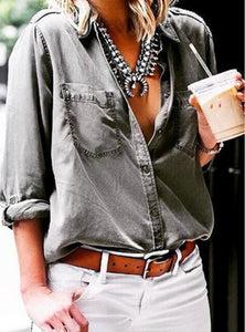 Dark Grey Button Up Top