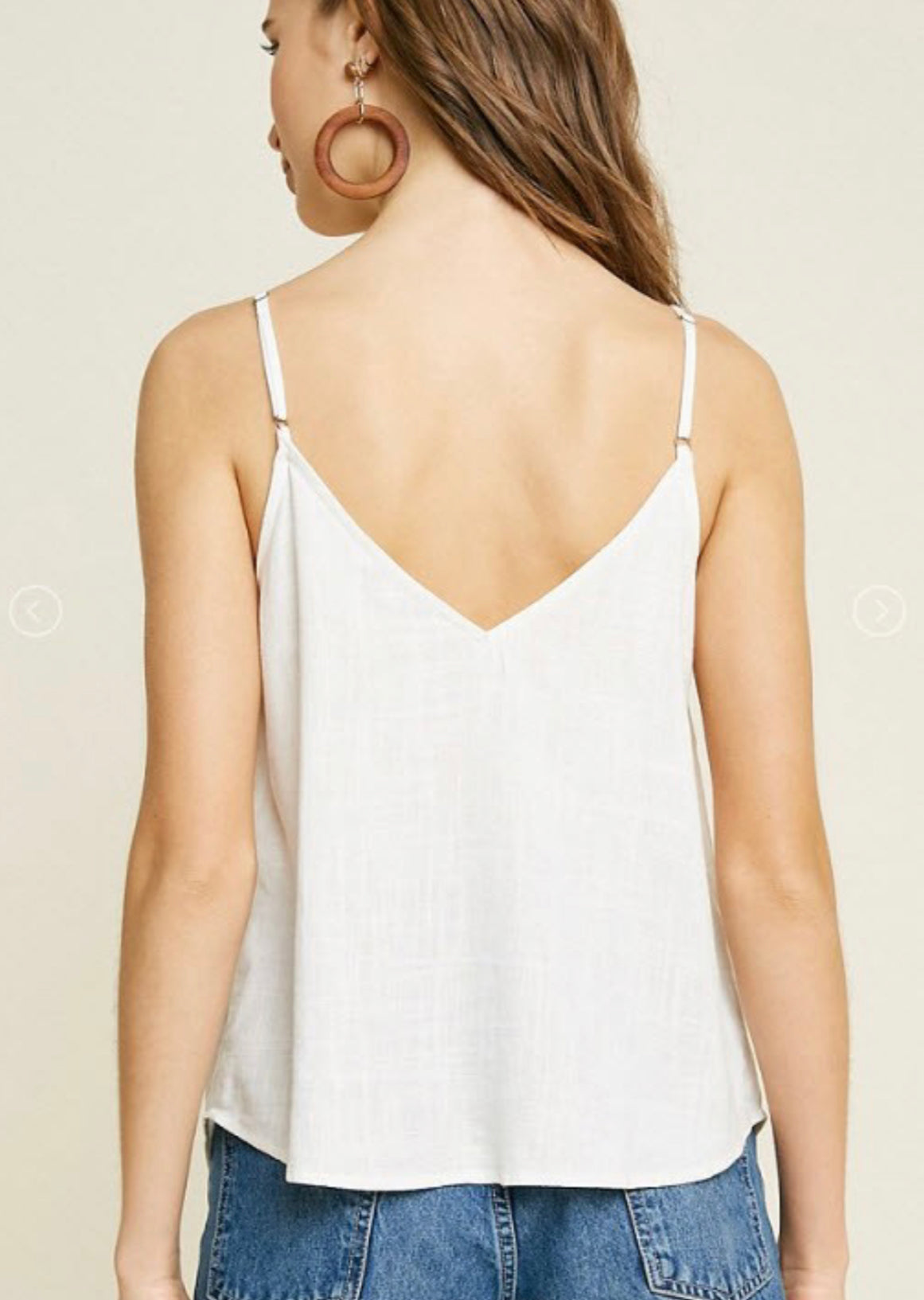 Linen sleeveless button-down tank
