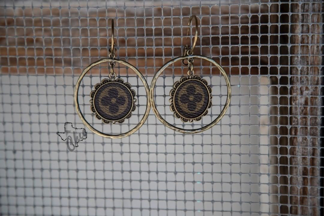 lv upcycled earrings