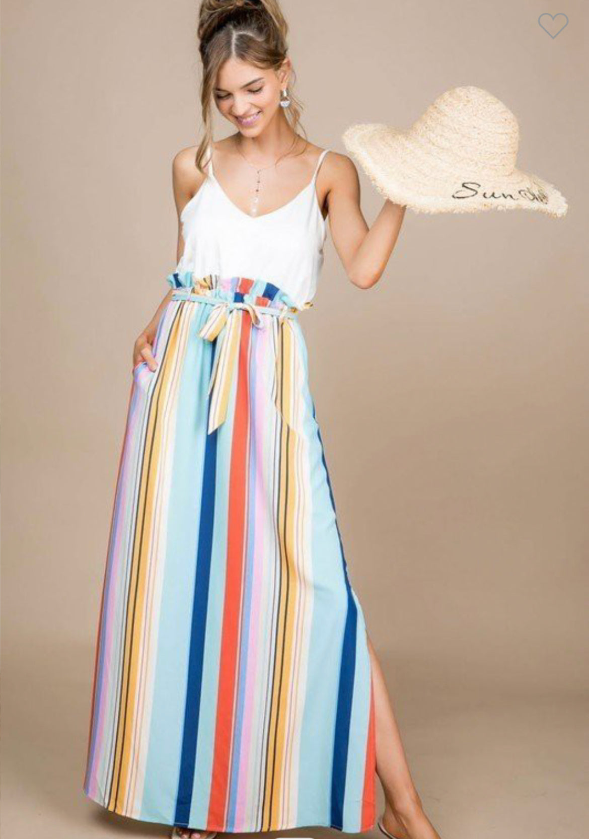 Stripe printed maxi dress