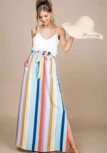 Stripe printed maxi dress