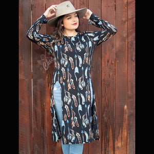 Long sleeve feather slit top